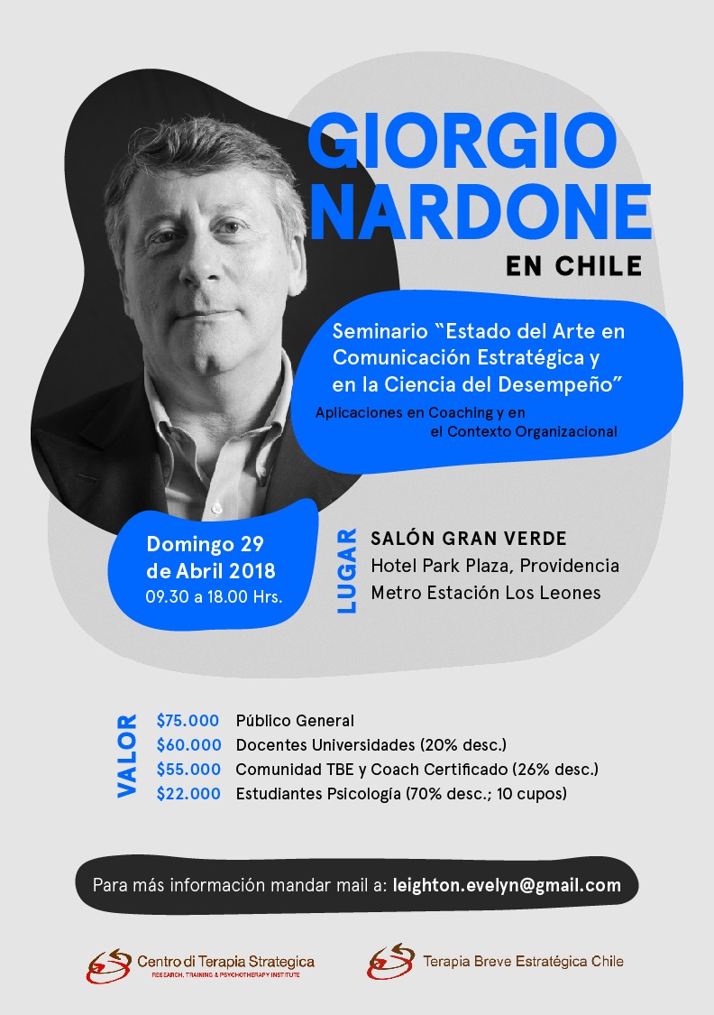 Afiche Seminario Comunicación y Ciencia del Desempeño, domingo 29 Abril
